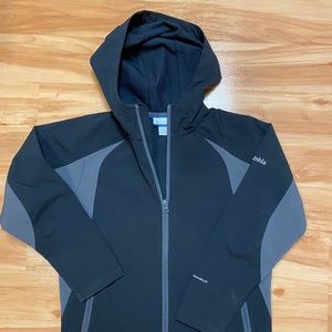 Black and gray lightweight Colombia rain jacket youth 8